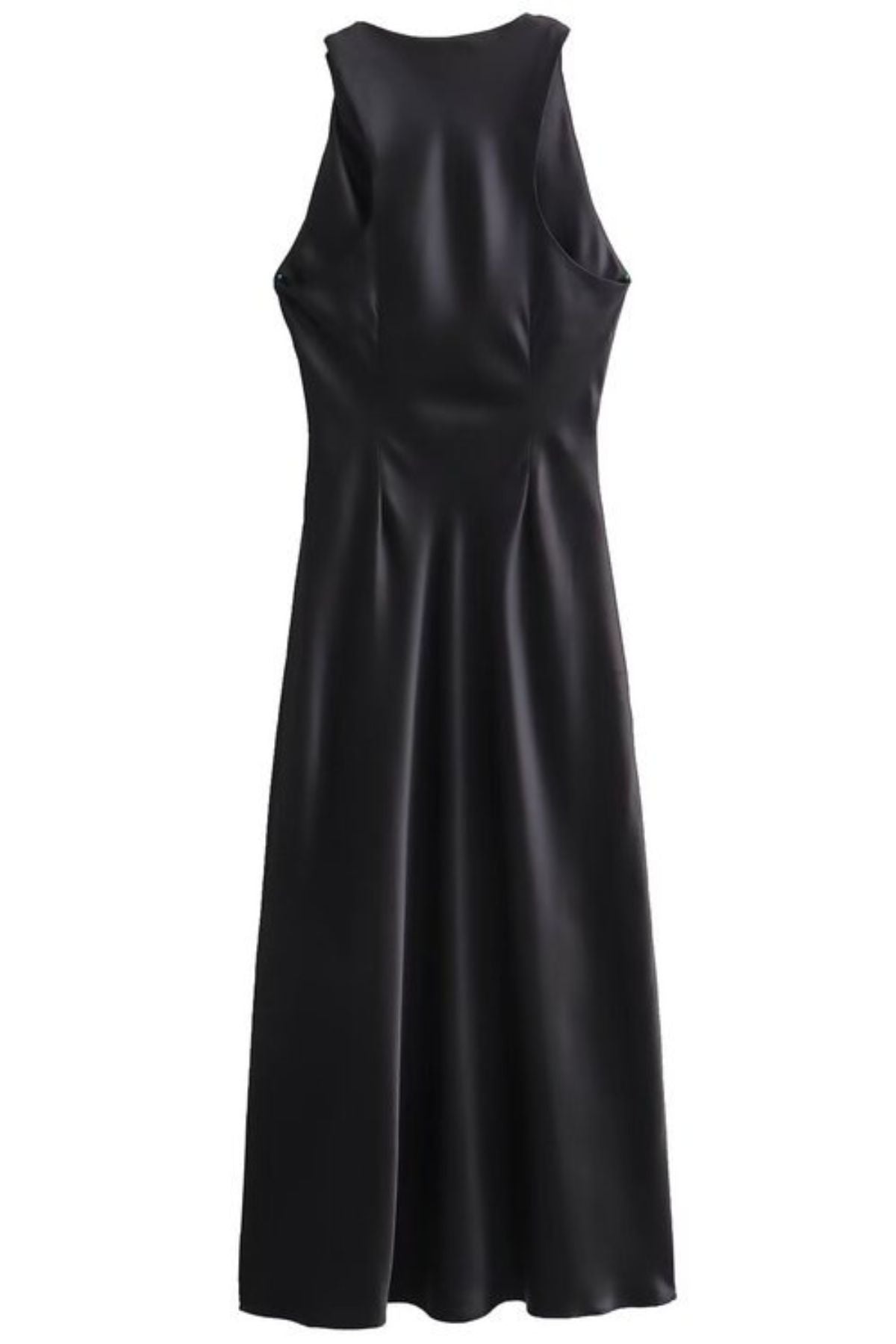 EVELYN Satin Cowl-Neck Maxi Dress (Black)