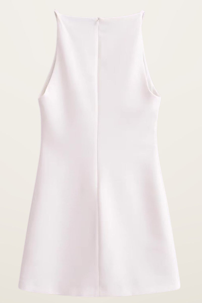 AMINA Square-Neck Mini Dress (Bone White)