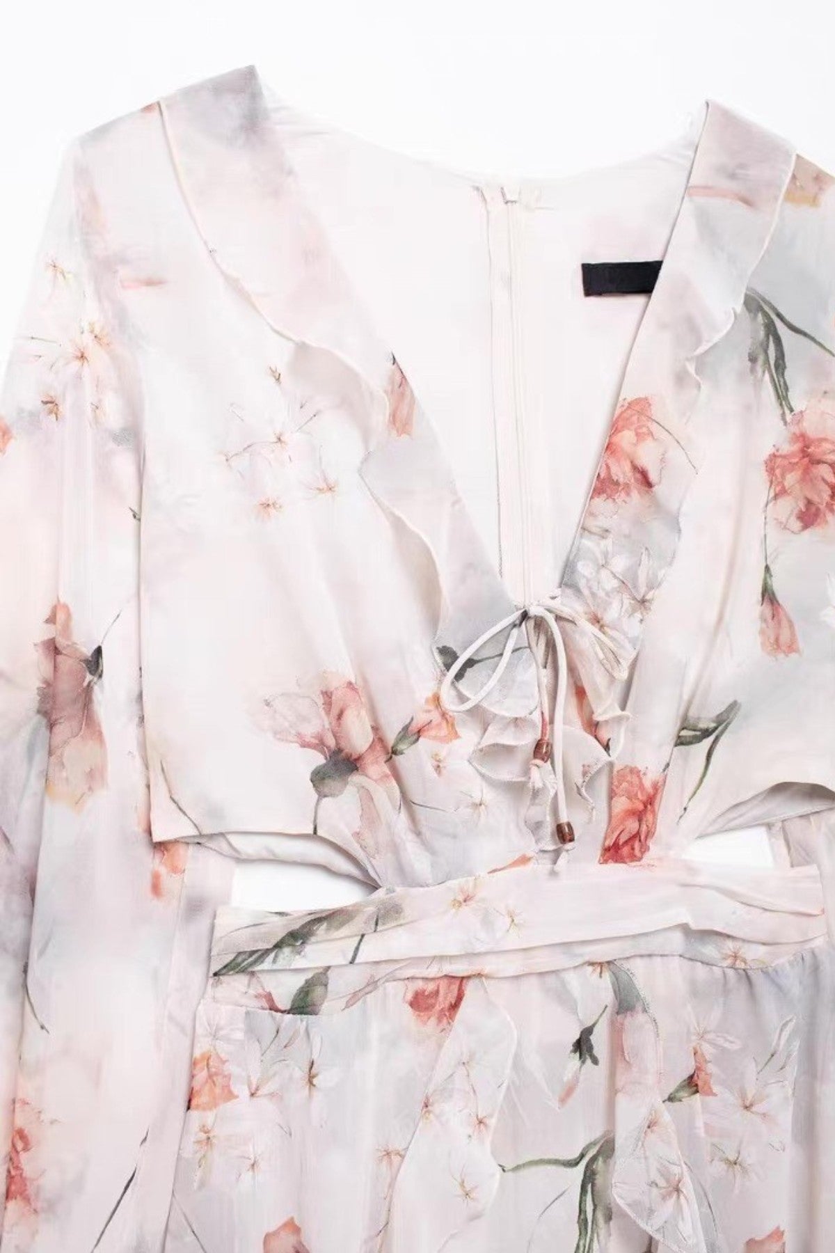 LYANA Floral Cutout Chiffon Maxi Dress