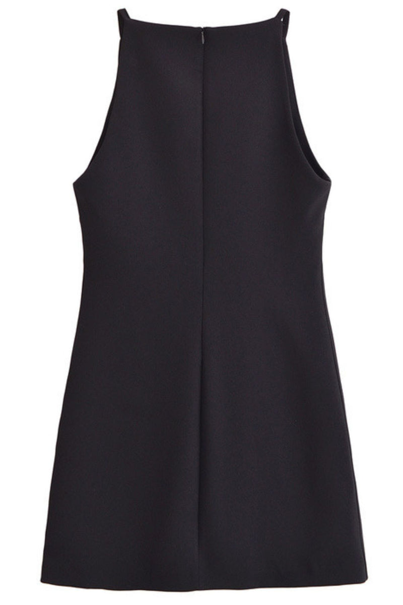 AMINA Square-Neck Mini Dress (Black)