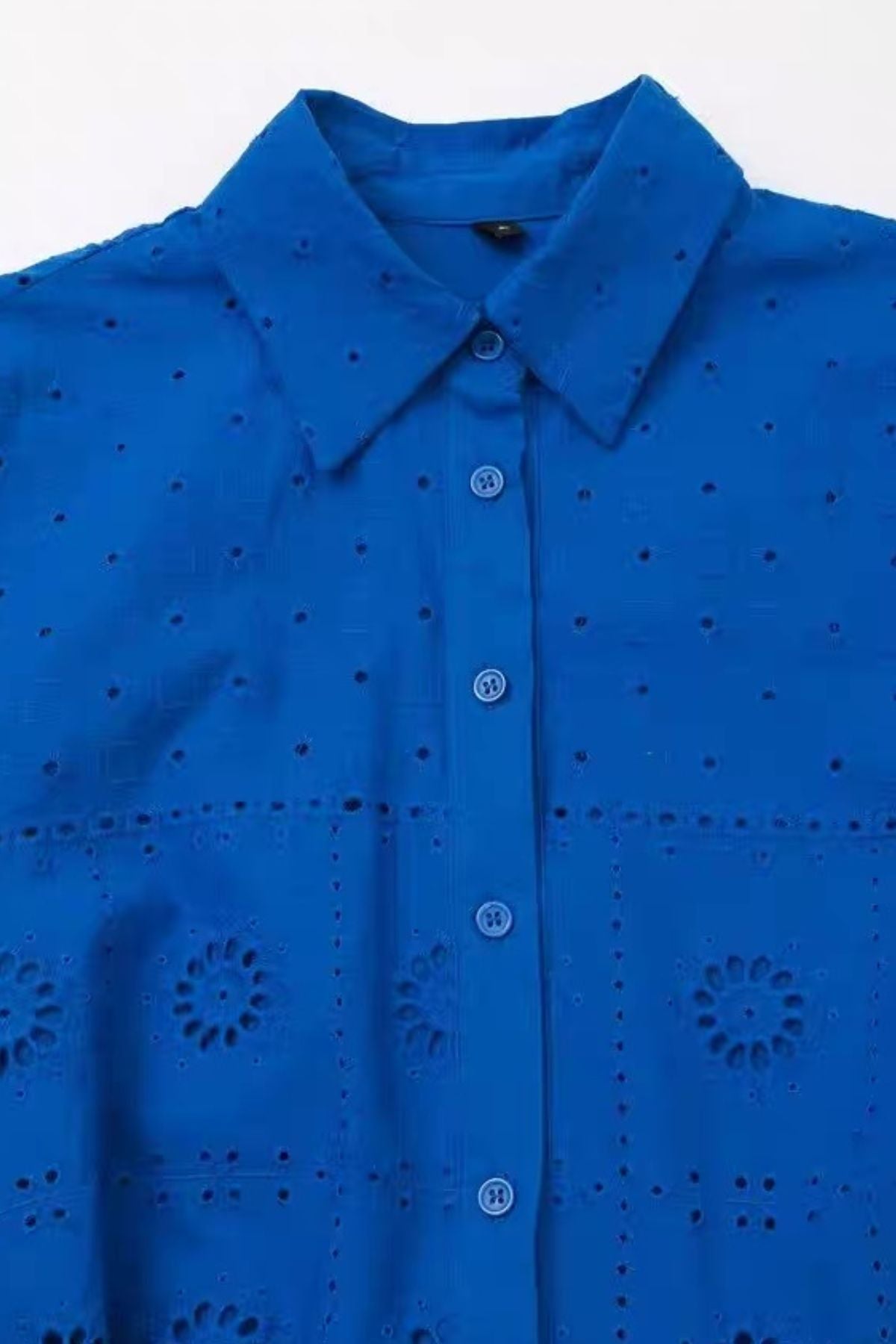 CELIA Broderie Eyelet Shirt Dress (Cobalt Blue)