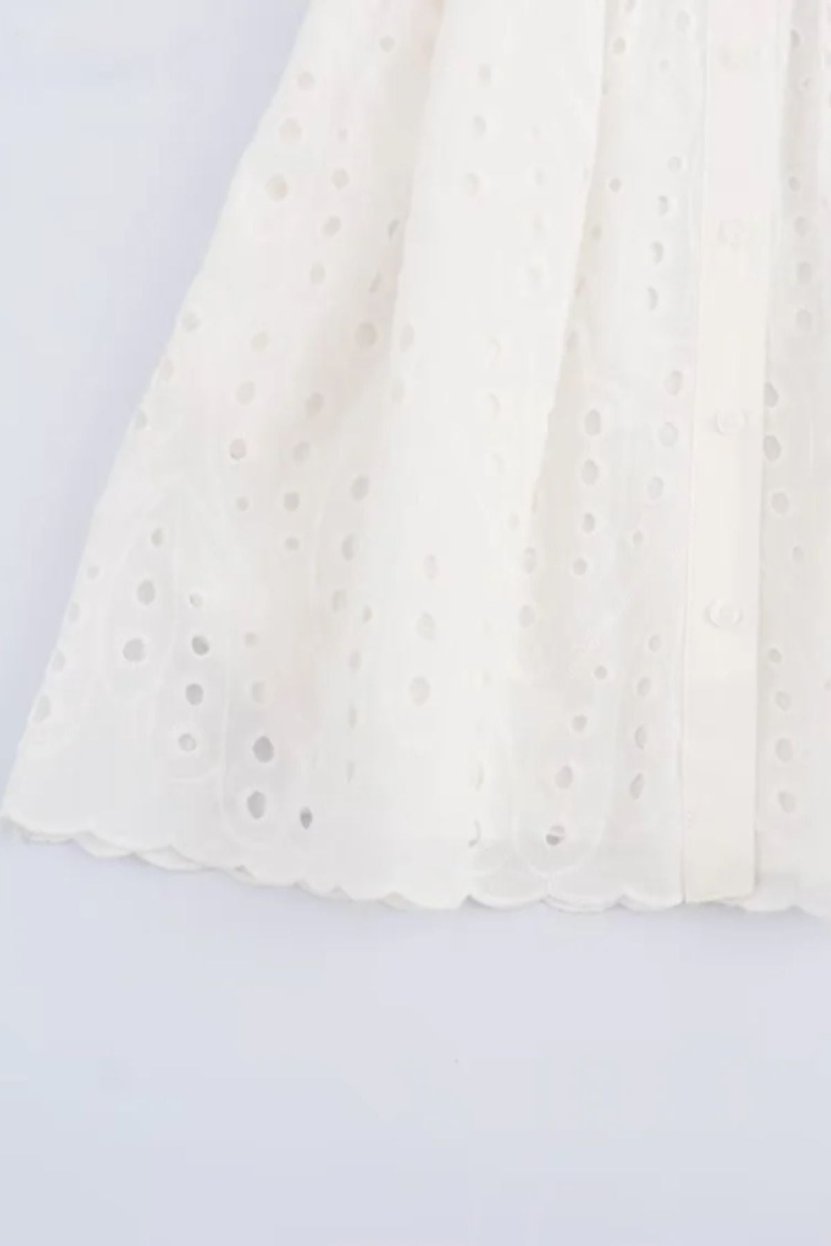 ELISA Button-Down Eyelet Mini Dress (White)