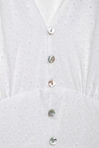 ISLA Puff Sleeve Broderie Eyelet Mini Dress (White)
