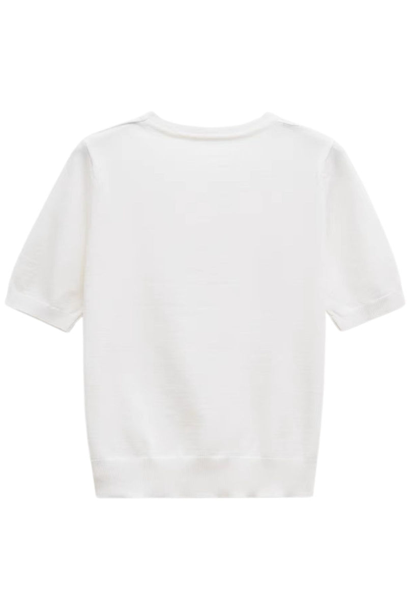 MAYA Crew Knit Tee (White)