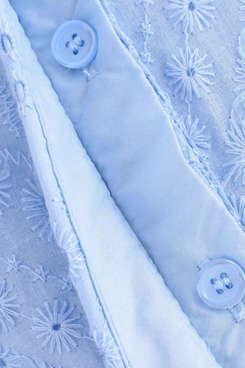ODETTE Broderie Eyelet Midi Dress with Rope Tie (Powder Blue)