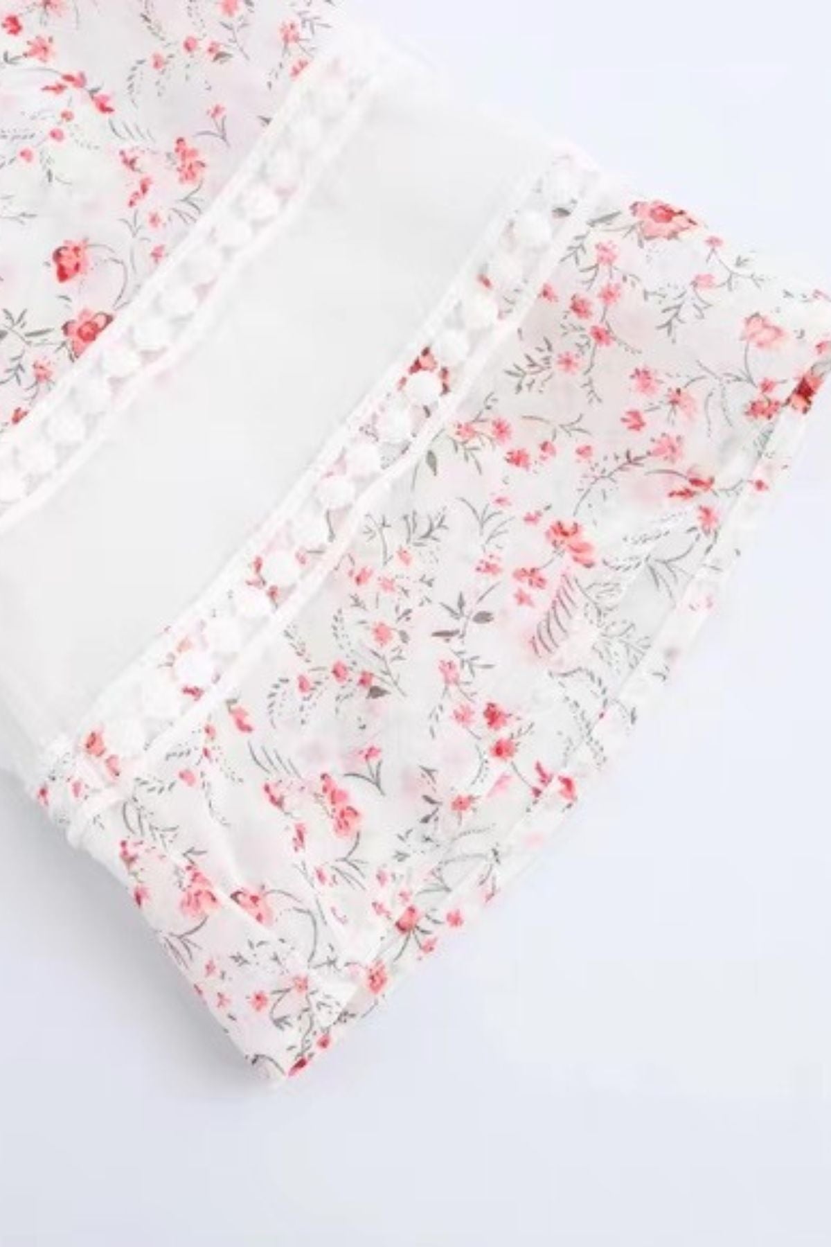 FIORA Floral Chiffon Lace-Trim Mini Dress