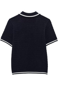 ALBA Cable Knit Polo (Deep Navy)