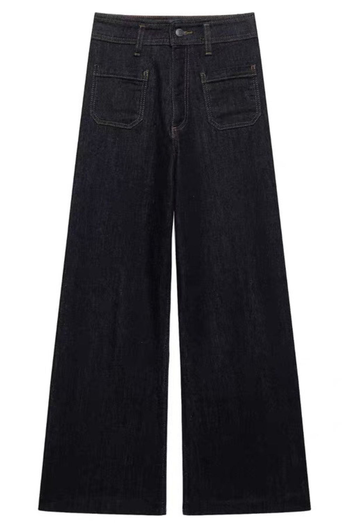 REEVE Plus Size High-Waist Wide Leg Jeans (Washed Black)