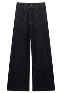 REEVE Plus Size High-Waist Wide Leg Jeans (Washed Black)