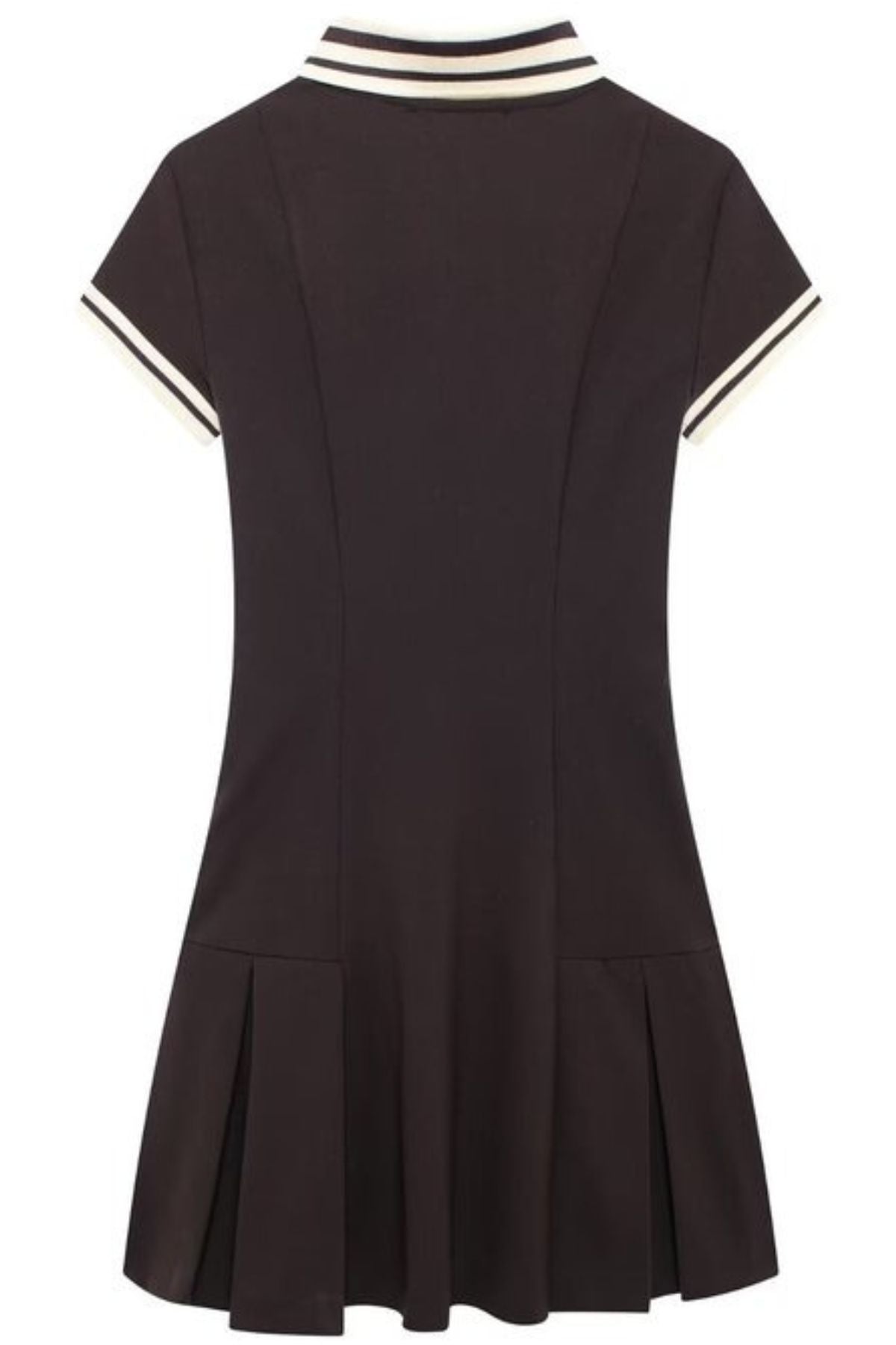 VIVIANA Polo Dress with Pleated Skirt (Chocolate Brown)