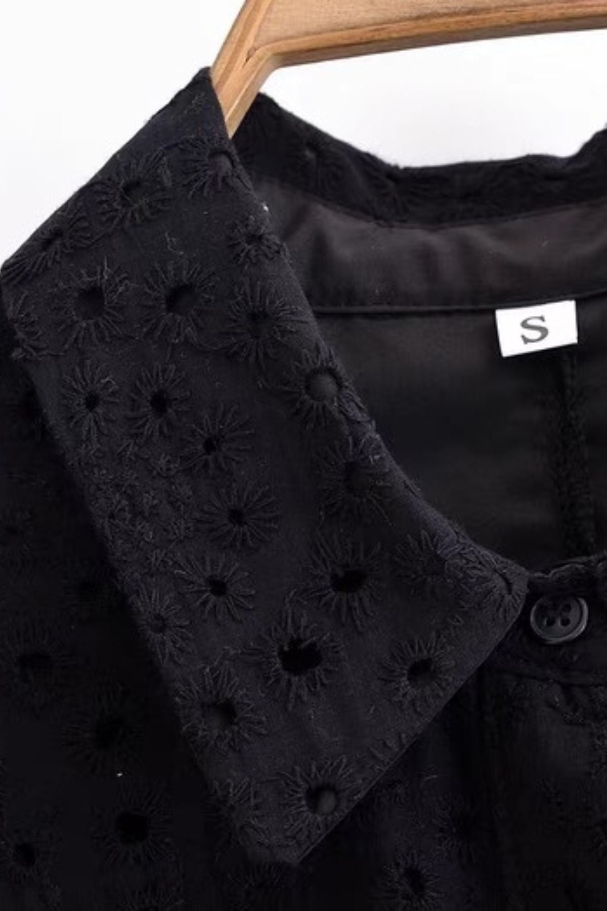ODETTE Broderie Eyelet Midi Dress with Rope Tie (Black)