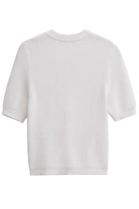 COLETTE Bow-Button Knit Cardigan Top (White)