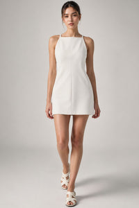 AMINA Square-Neck Mini Dress (Bone White)
