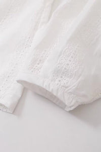 THEA Embroidered V-Neck Eyelet Blouse (White)