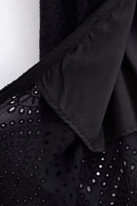 ODETTE Broderie Eyelet Midi Dress with Rope Tie (Black)