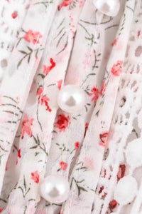 FIORA Floral Chiffon Lace-Trim Mini Dress