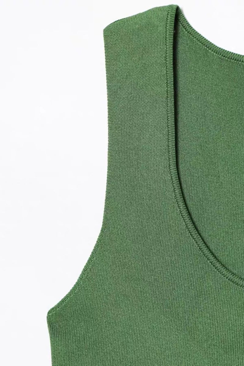 INARA Knit Pleated Maxi Dress (Forest Green)
