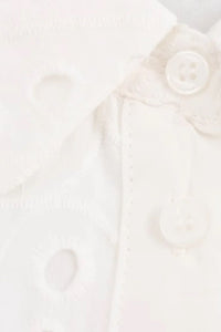 ELISA Button-Down Eyelet Mini Dress (White)