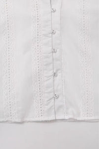 THEA Embroidered V-Neck Eyelet Blouse (White)