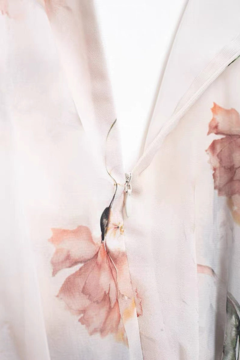 LYANA Floral Cutout Chiffon Maxi Dress
