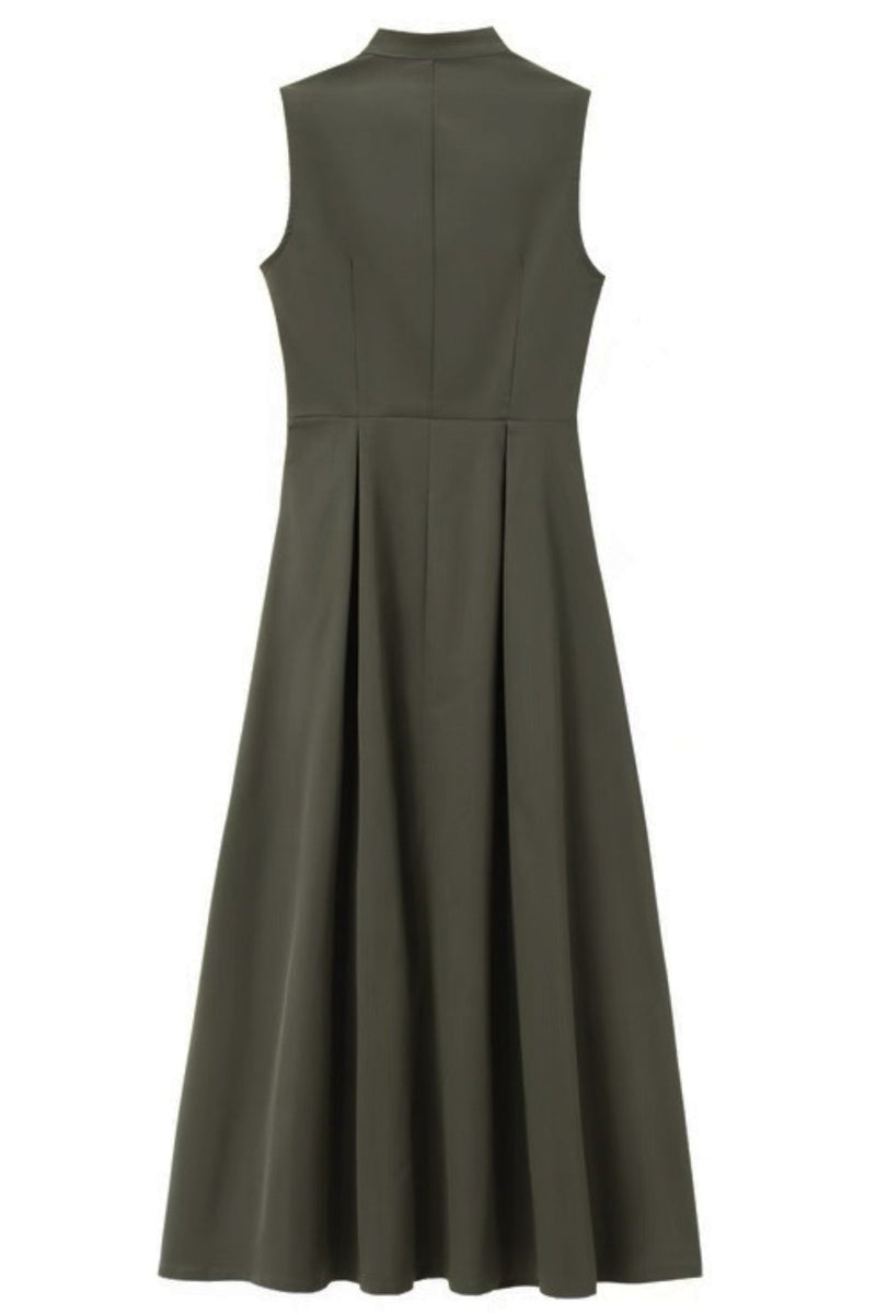 CARA Utility Zip Maxi Dress (Deep Olive Green)