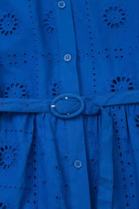 CELIA Broderie Eyelet Shirt Dress (Cobalt Blue)