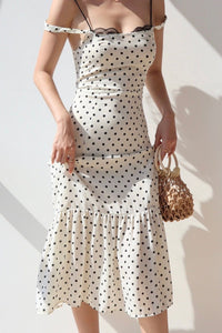 KHLOE Dotted Cami Midi Dress (Cream)