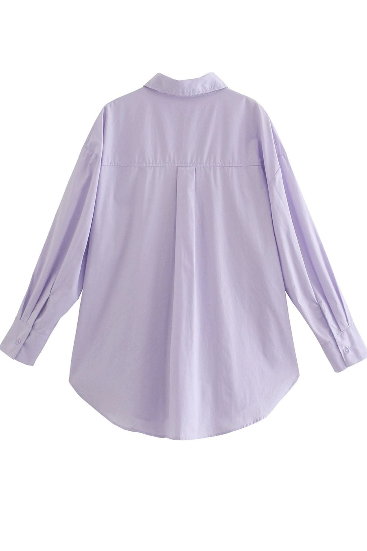 ESTHER Oversized Button-Down Pocket Shirt (Lilac)