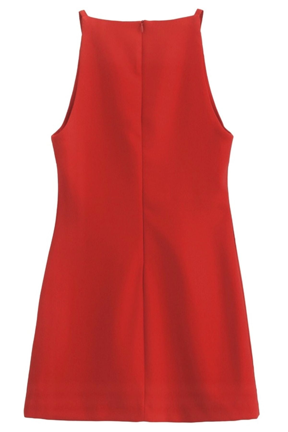 AMINA Square-Neck Mini Dress (Red)