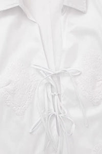 TALIA Embroidered Poplin Lace-Up Mini Dress (White)