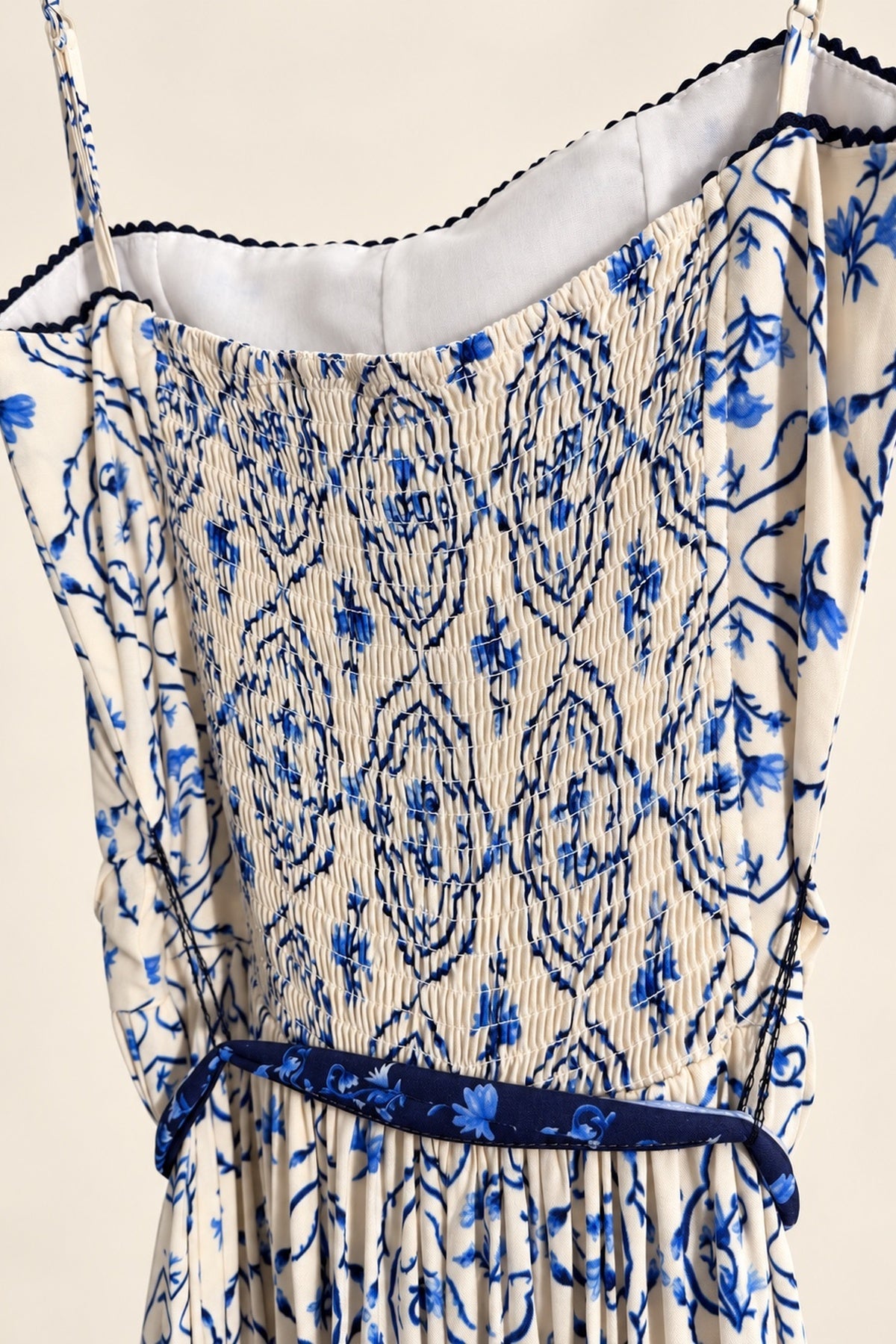 ISADORA Blue Floral Print Maxi Dress with Detachable Sash