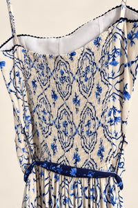 ISADORA Blue Floral Print Maxi Dress with Detachable Sash
