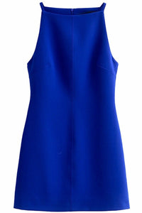 AMINA Square-Neck Mini Dress (Royal Blue)