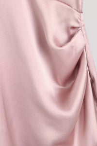 ELEANOR Draped Wrap Satin Collared Mini Dress (Blush Pink)