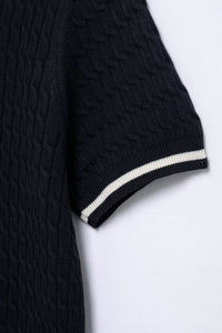 ALBA Cable Knit Polo (Deep Navy)