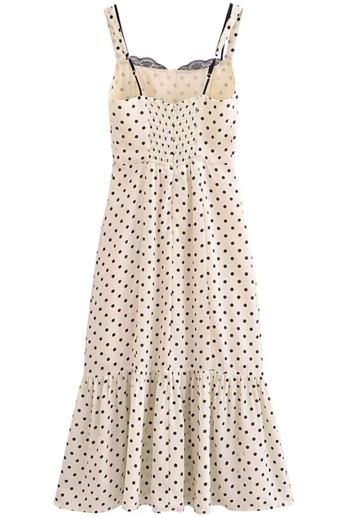 KHLOE Dotted Cami Midi Dress (Cream)