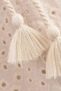 ODETTE Broderie Eyelet Midi Dress with Rope Tie (Cream)
