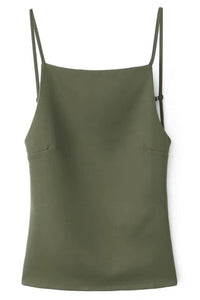 CLEO Backless Square-Neck Cami Top (Olive Green)
