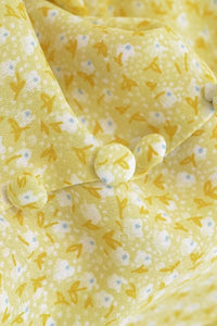 SUMMER Floral Puff-Sleeve Midi Dress (Yellow)