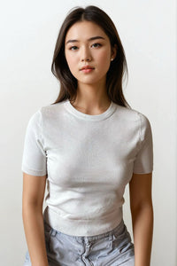 MAYA Crew Knit Tee (White)