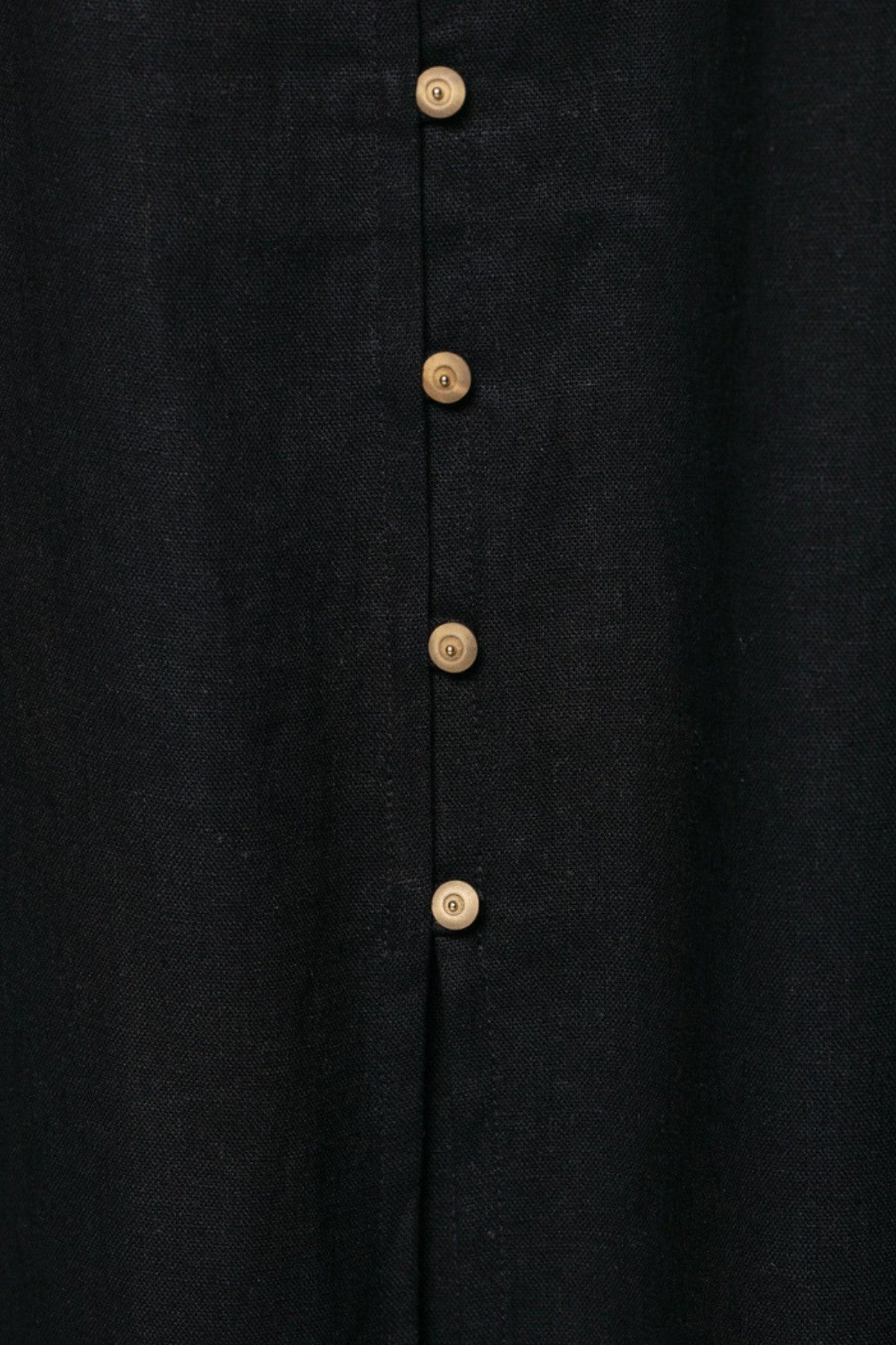 SOLENE Linen Button-Front Midi Dress (Black)