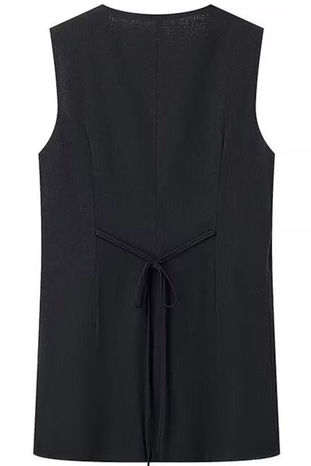 RAYA Linen Buttoned Vest Top (Black)