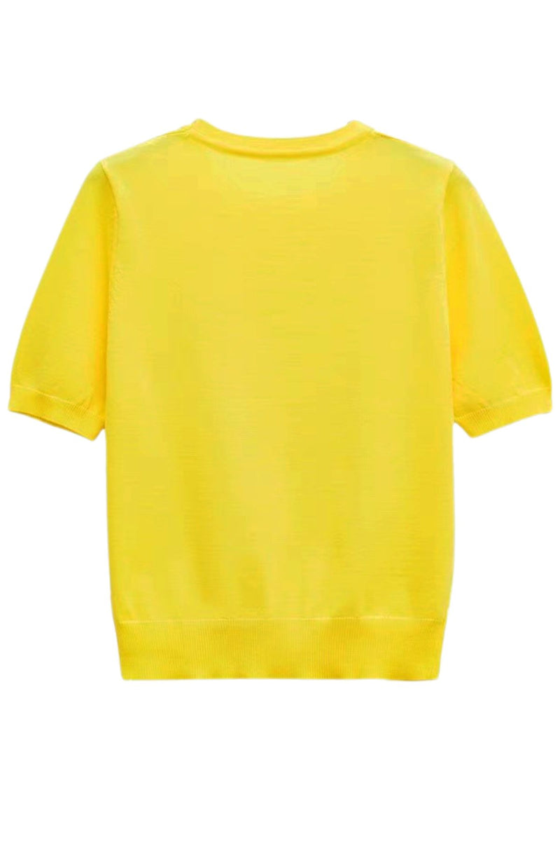 MAYA Crew Knit Tee (Lemon Yellow)