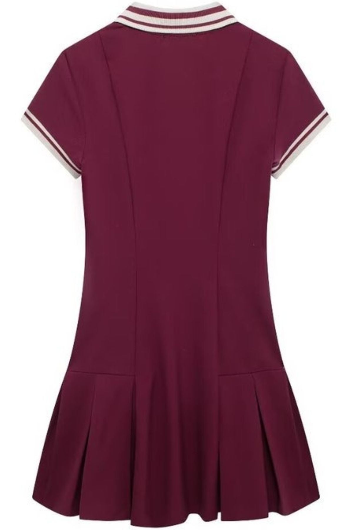 VIVIANA Polo Dress with Pleated Skirt (Burgundy Red)