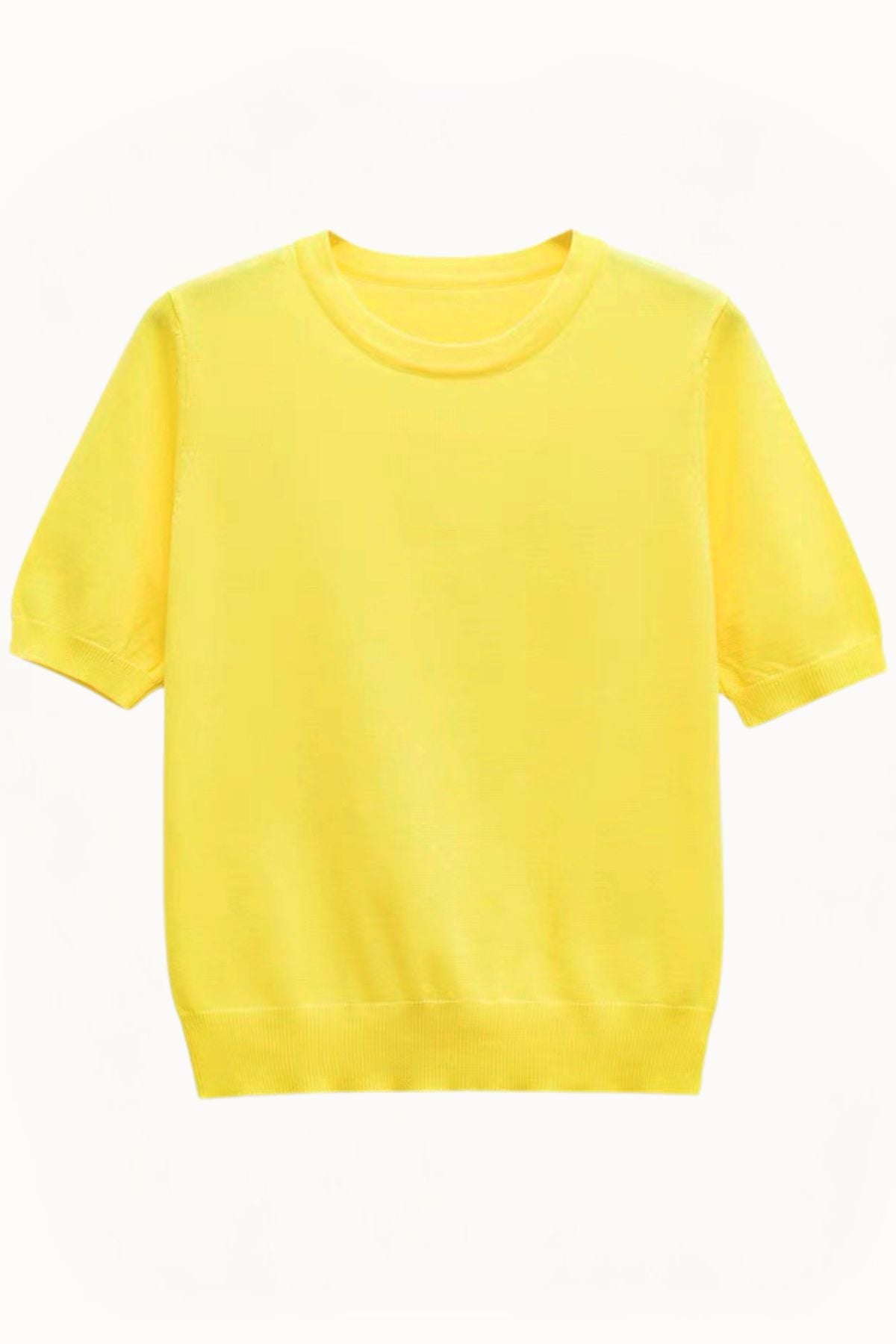 MAYA Crew Knit Tee (Lemon Yellow)