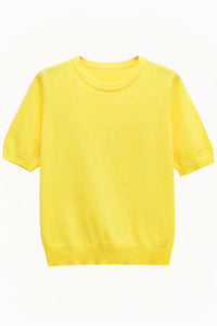 MAYA Crew Knit Tee (Lemon Yellow)