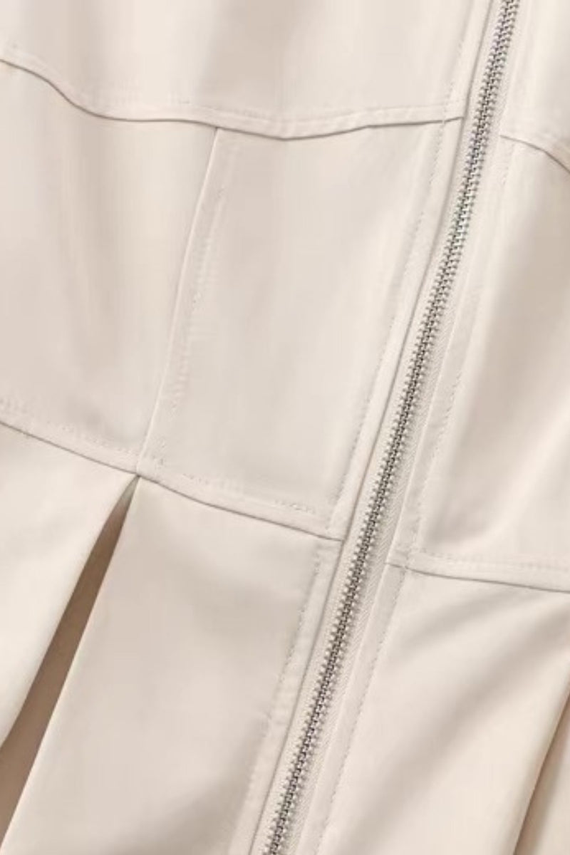 CARA Utility Zip Maxi Dress (Cream Beige)