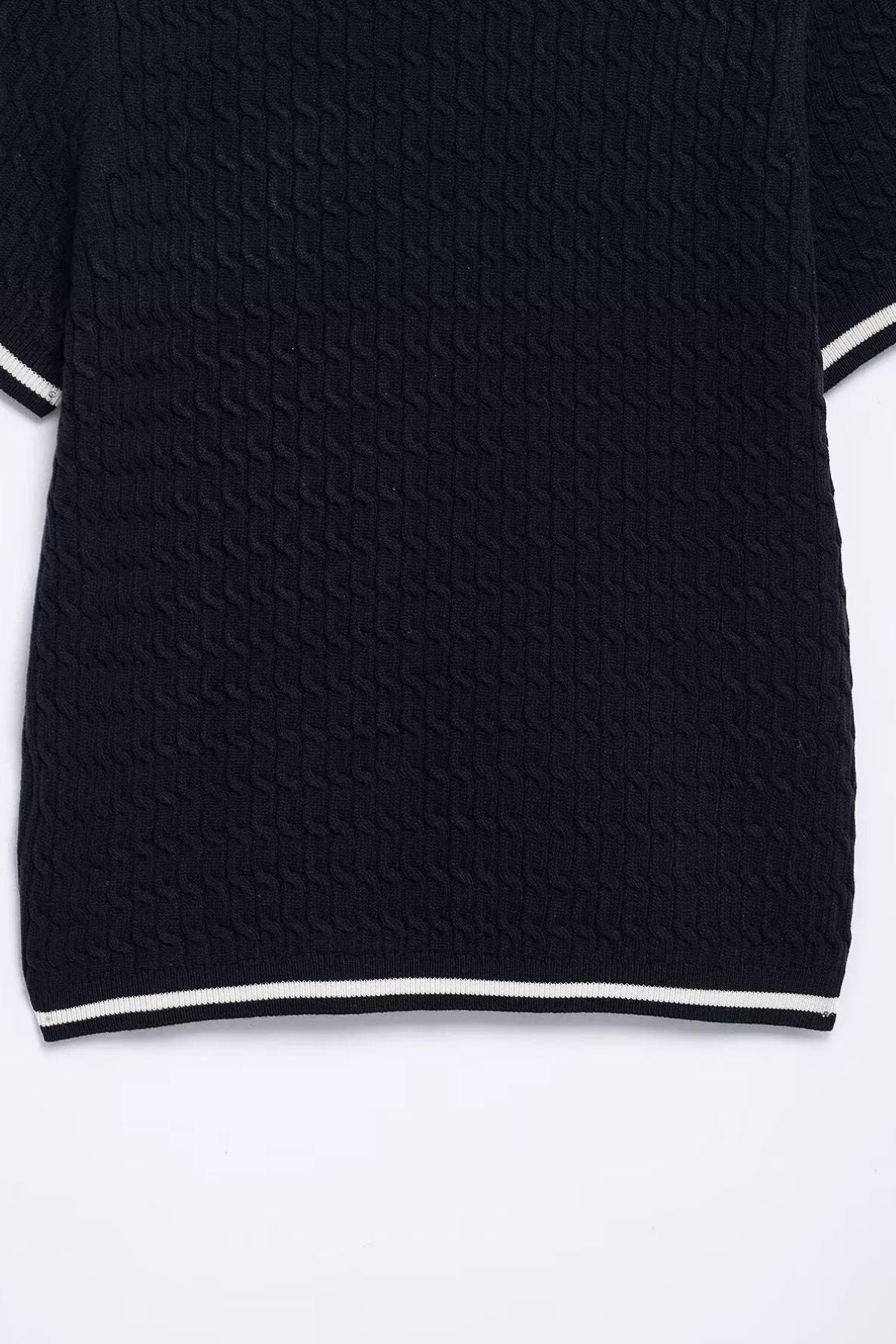 ALBA Cable Knit Polo (Deep Navy)