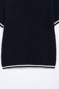 ALBA Cable Knit Polo (Deep Navy)