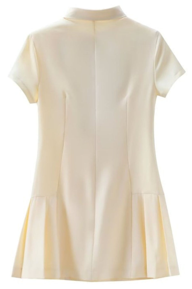 ROSIE Pleated Button-Down Mini Dress (Cream)